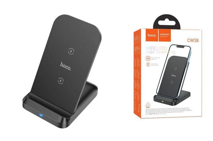 Беспроводное зарядное устройство HOCO CW38 (вертикальное) (черный)