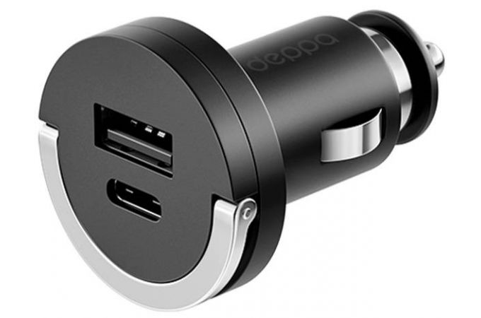 Автомобильное зарядное устройство АЗУ Deppa (11211) USB-C+USB A, QC 3.0, Power Delivery,