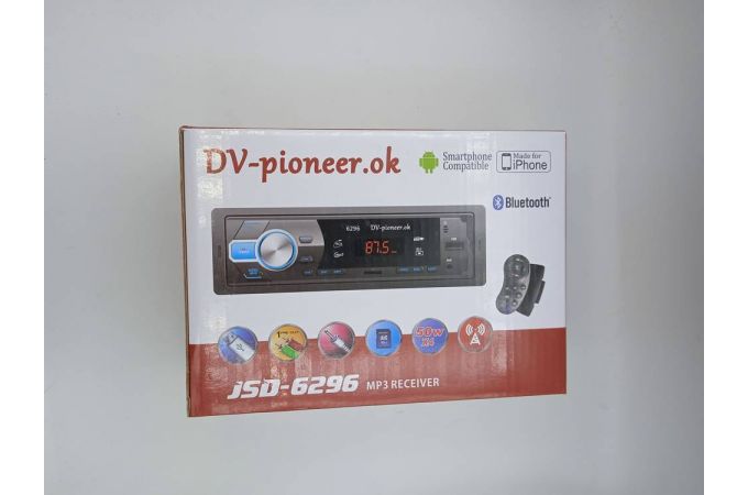 Автомагнитола 6296 1DIN (Bluetooth, FM, AUX, USB, SD, Пульт ДУ на руль, провода для подключения) (УЦЕНКА! ПОСЛЕ РЕМОНТА)