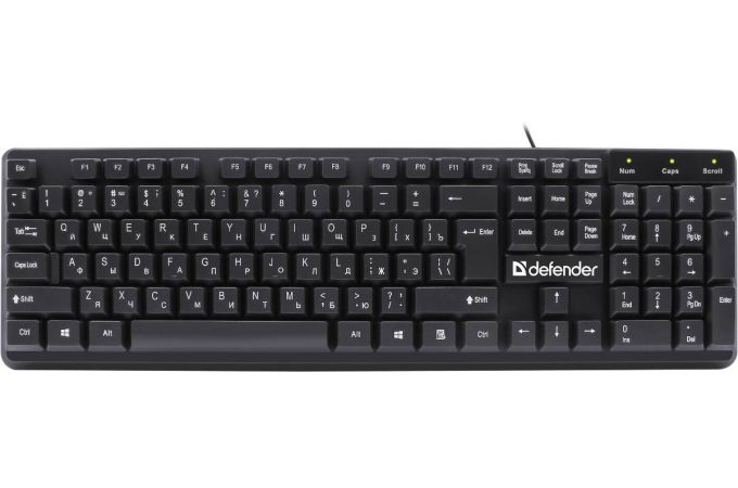 Клавиатура проводная Defender Symbol HB-559 RU черный 104 клавиши / кабель 1,5м