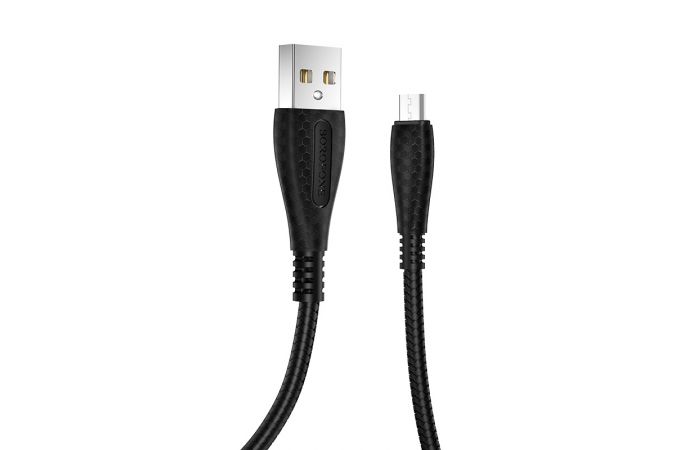 Кабель USB - MicroUSB BOROFONE BX38 2,4A (черный) 1м (в оплетке)