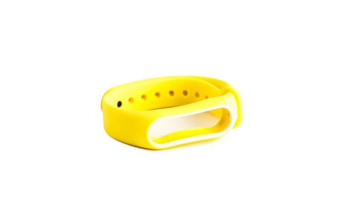 Ремешок силиконовый для XIAOMI MI Band 5  2 цвета желтый-белый