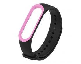 Ремешок силиконовый для XIAOMI MI Band 5  2 цвета черный-розовый