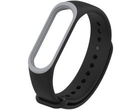 Ремешок силиконовый для XIAOMI MI Band 5  2 цвета черный-серый