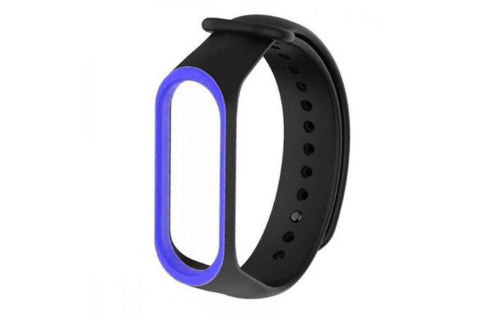 Ремешок силиконовый для XIAOMI MI Band 5  2 цвета черный-голубой