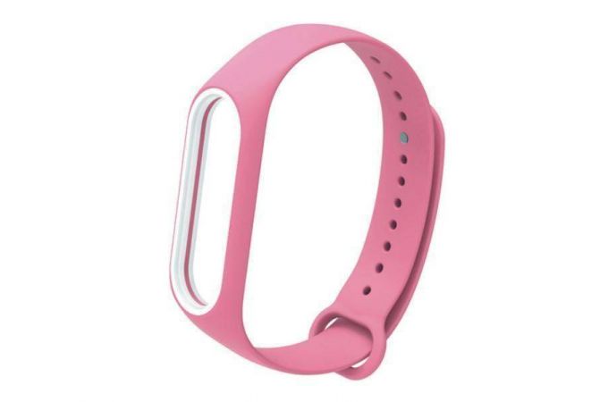 Ремешок силиконовый для XIAOMI MI Band 5  2 цвета розовый-белый