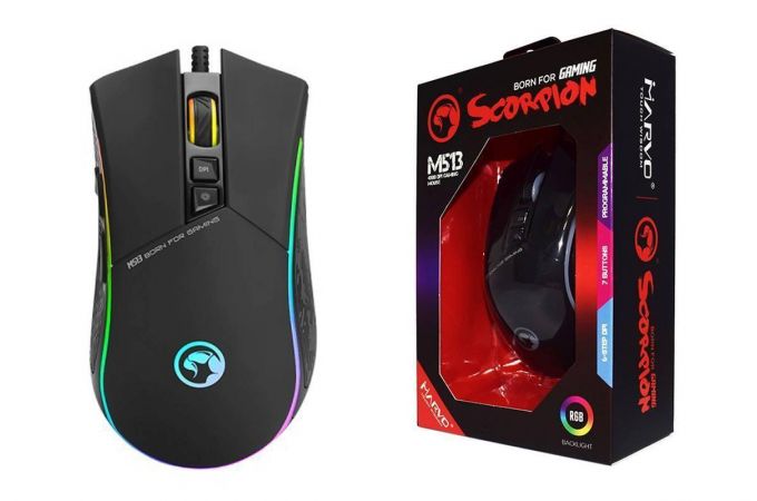Мышь игровая проводная MARVO M513, 7 кн, 800-4800dpi, USB (черно-серый)