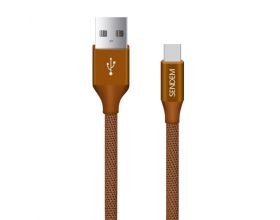 Кабель USB - USB Type-C SENDEM M12 2.4A (коричневый) 2м (в оплетке)