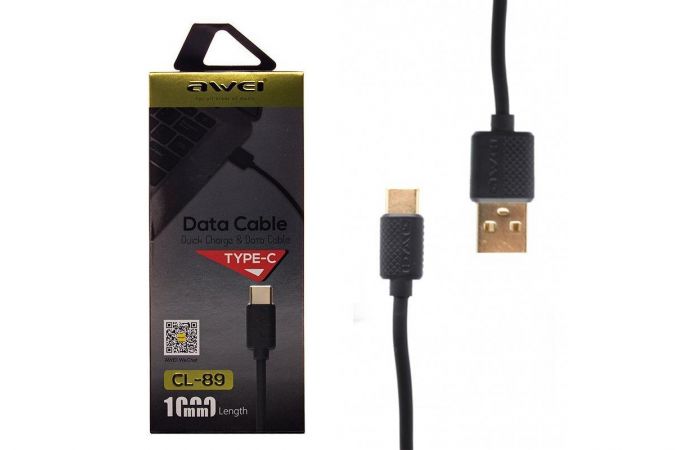 Кабель USB - USB Type-C AWEI CL-89, 2.1A (черный) 1м