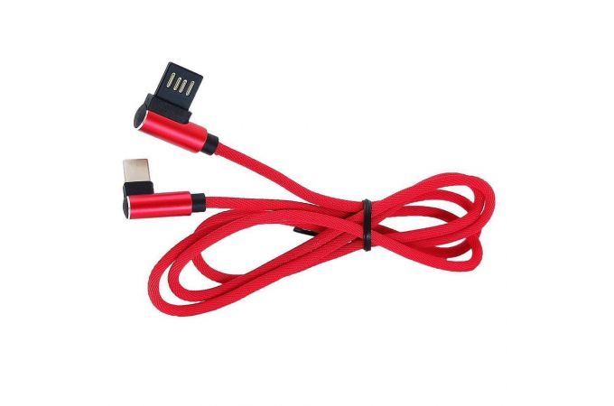 Кабель USB - USB Type-C Орбита OT-SMT03, 2.4A (красный) 1м (в оплетке, угловой)