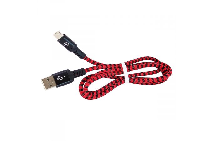 Кабель USB - USB Type-C Орбита OT-SMT05, 2.4A (красный) 1м (в оплетке)