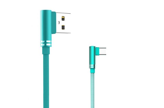 Кабель USB - USB Type-C SENDEM M22 2A (голубой) 1м (угловой)