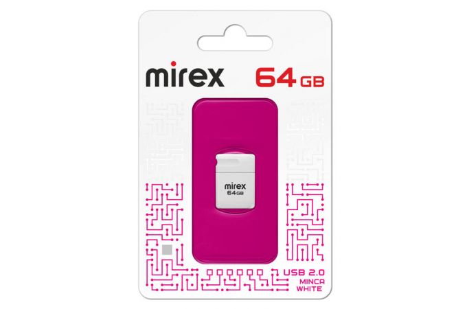 Флешка USB 2.0 Mirex MINCA WHITE 64GB (ecopack)