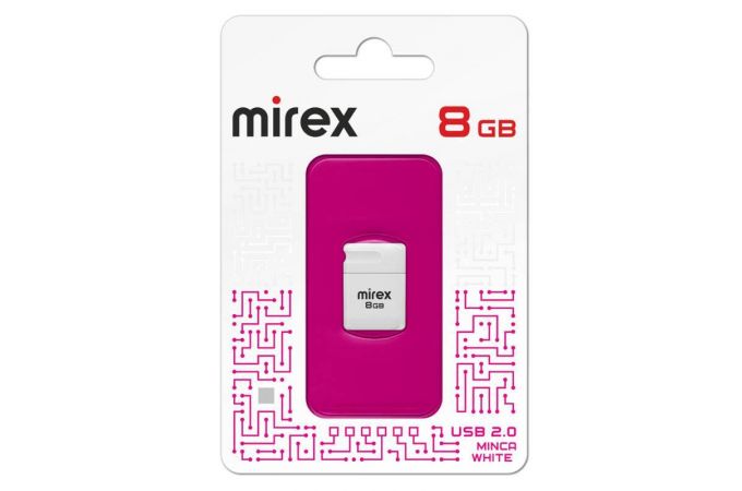 Флешка USB 2.0 Mirex MINCA WHITE 8GB (ecopack)