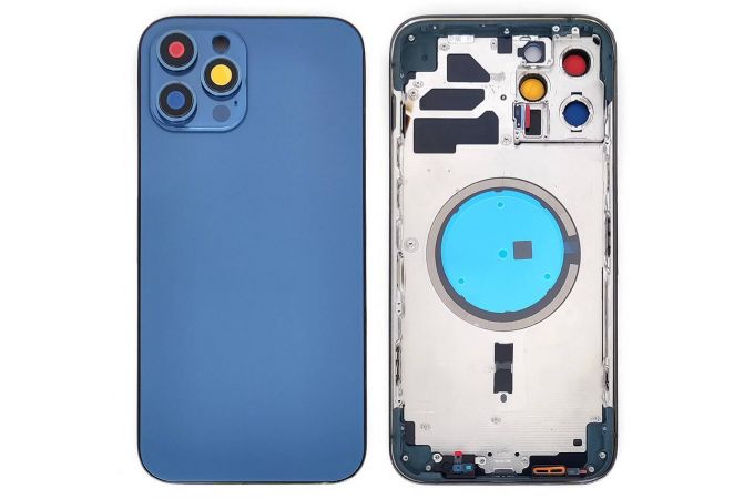 Корпус для iPhone 12 Pro Max (синий) CE (литое стекло + магнит)