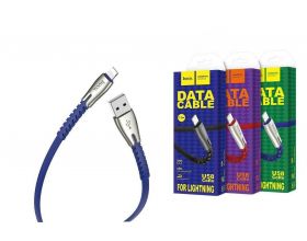 Кабель USB - Lightning HOCO U58, 2,4A (синий) 1,2м (с усилением сгиба)