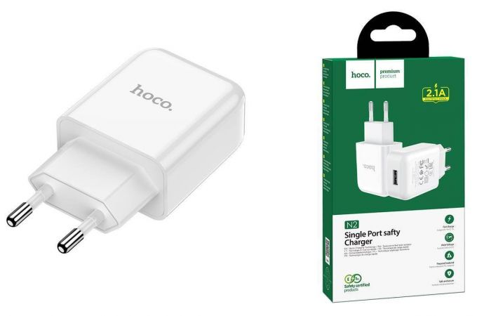 Сетевое зарядное устройство USB HOCO N2 Vigour single port 2400mAh (белый)