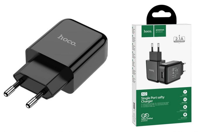 Сетевое зарядное устройство USB HOCO N2 Vigour single port 2400mAh (черный)