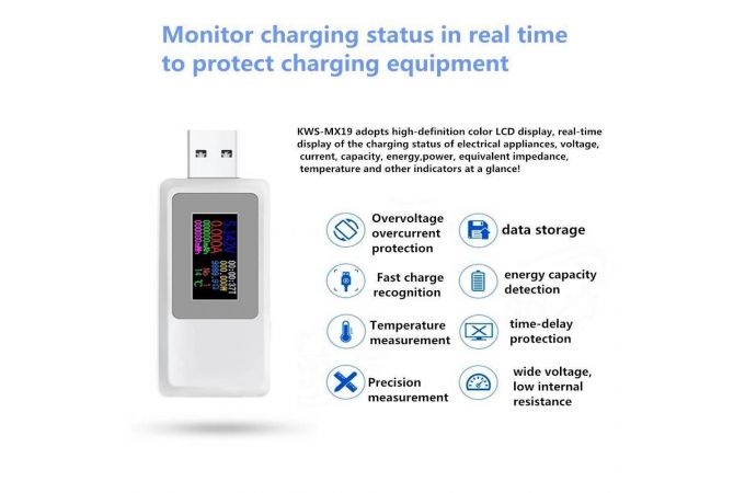 USB тестер KEWEISI KWS-MX19 Черный