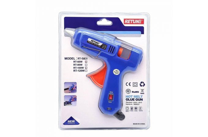 Пистолет клеевой RETUNE RT-5801 (60-100Вт, 220В, 11мм)