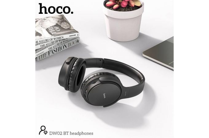 Наушники мониторные беспроводные HOCO DW02 wireless headphones Bluetooth (черный, мятая упаковка)