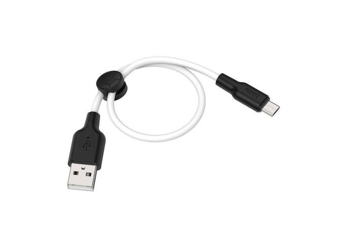 Кабель USB - MicroUSB HOCO X21 Plus 2,4A (черно-белый) 0,25см (силикон)