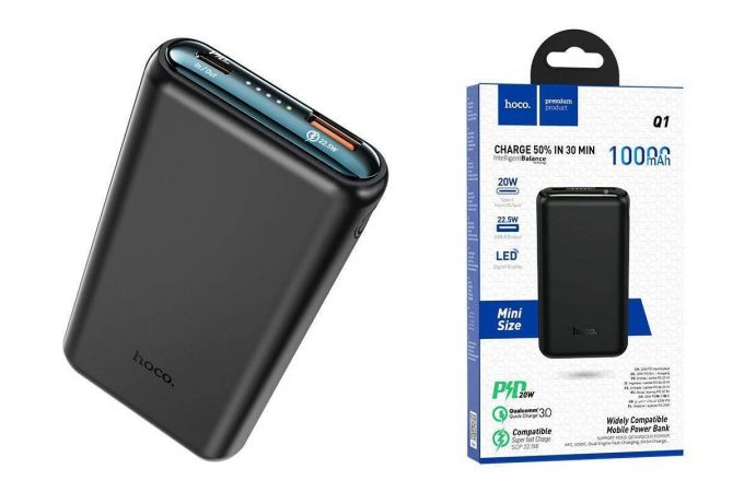 Универсальный дополнительный аккумулятор Power Bank HOCO Q1 PD20W + QC3.0 (10000 mAh) (черный)