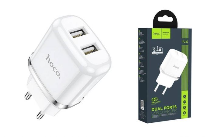 Сетевое зарядное устройство 2USB HOCO N4 Aspring 2400mAh (белый)