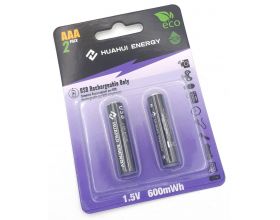 Аккумуляторы Huahui Energy R03 600mAh BL2 2/AAA 2шт для зарядки от USB