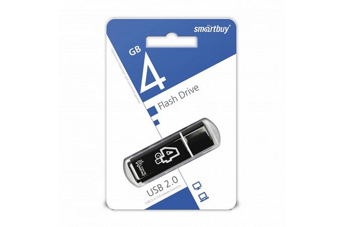 Флешка USB 2.0 Smartbuy 4GB Glossy series Black (SB4GBGS-K)