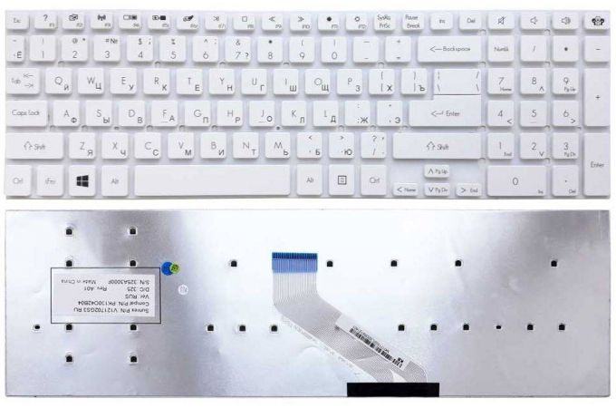 Клавиатура для ноутбука Packard Bell LS11, LS13, TS11, TS44, P5WS0, P7YS0, F4211/ Gateway NV55, NV75 белая