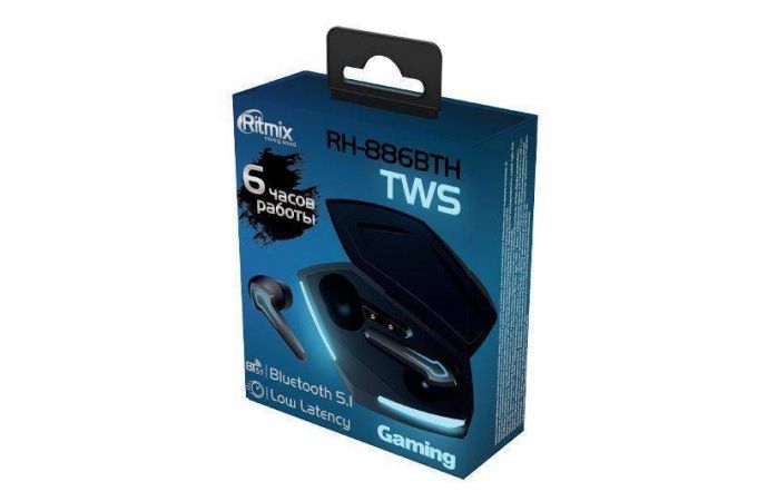 Наушники вакуумные беспроводные Ritmix rh-886BTH TWS Bluetooth (черный)