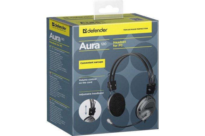 Наушники мониторные проводные Defender Aura 120 (черный)