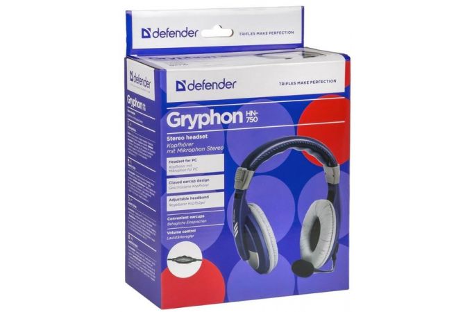 Наушники мониторные проводные Defender Gryphon 750 (синий)