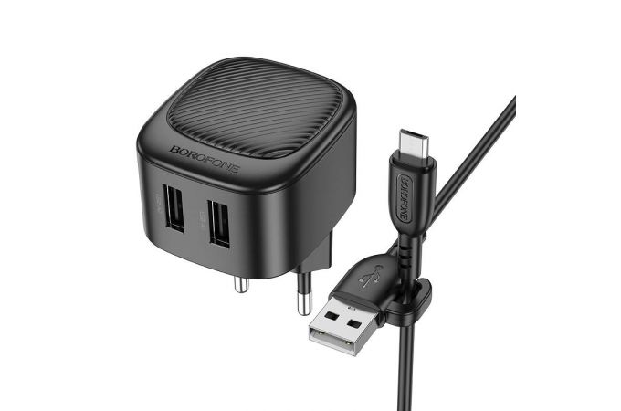 Сетевое зарядное устройство 2USB + кабель MicroUSB BAS21A Special 2100mAh (черный)