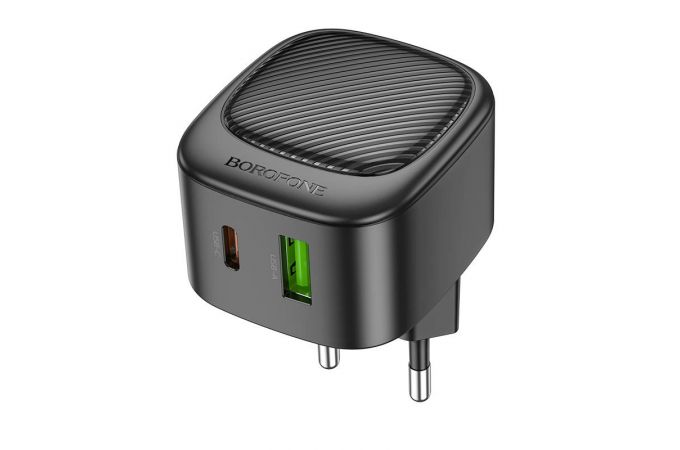 Сетевое зарядное устройство USB + USB-C BOROFONE BAS22A Fortune PD20W+QC3.0 (черный)