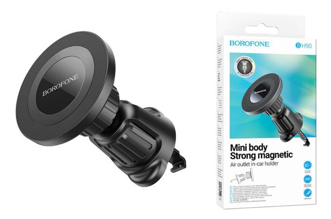 Держатель автомобильный для телефона BOROFONE BH90 Ring  в решетку воздуховода черный