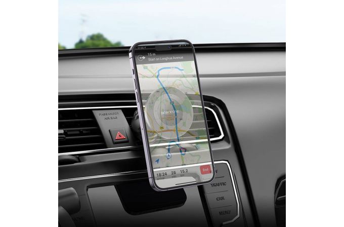 Держатель автомобильный для телефона BOROFONE BH90 Ring  в решетку воздуховода черный