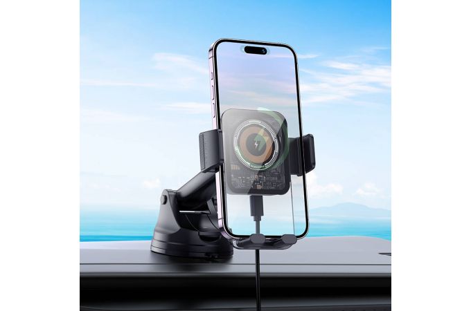 Держатель автомобильный для телефона BOROFONE BH210 Riley wireless fast charging car holder(center console) черный