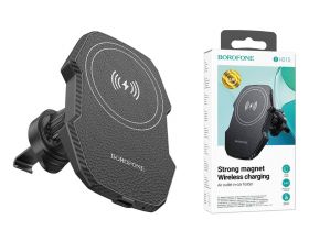 Держатель автомобильный для телефона BOROFONE BH215 Adelante magnetic wireless fast charging car holder(air outlet) черный