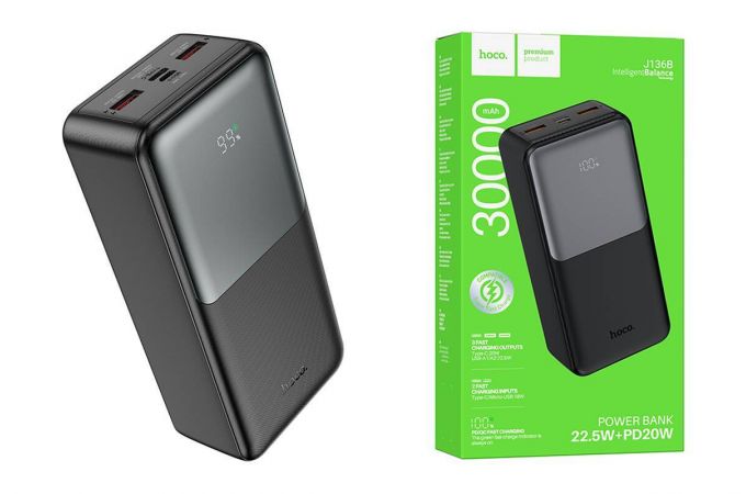 Универсальный дополнительный аккумулятор Power Bank HOCO J136B Sirui 22.5W+PD20W (30000 mAh) (черный)