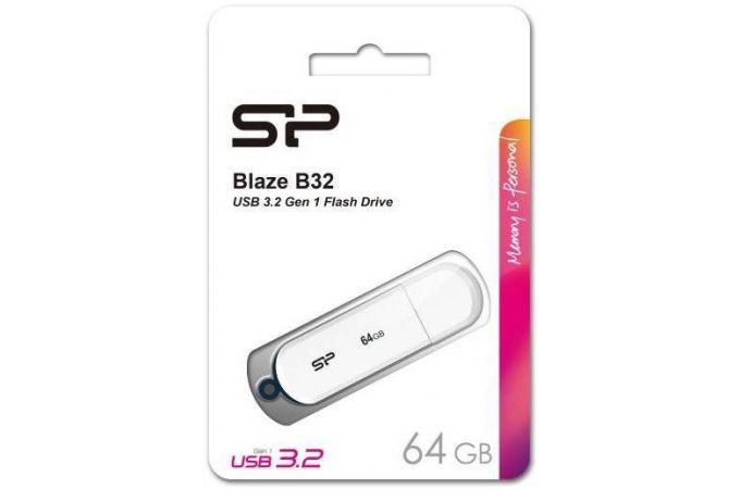 USB флеш накопитель 64 Gb Silicon Power Blaze B32 White USB 3.1 / SP064GBUF3B32V1W