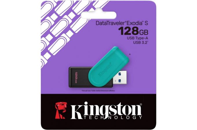 USB флеш накопитель_128 Gb Kingston DT Exodia S черный, бирюзовый / DTXS/128GB / USB 3.2