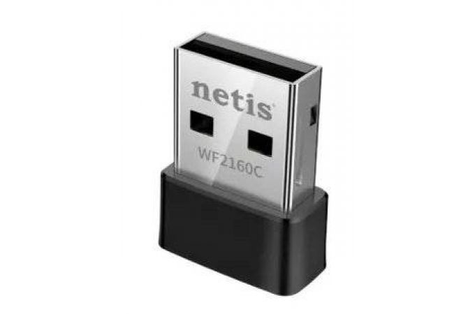 Wi-Fi адаптер Netis WF2160C AC650, черный USB 2.0; 5/2.4 ГГц; 433/200 Мбит/с