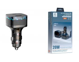 Автомобильное зарядное устройство MARK WZ6, USB+USB-C, 5A, 66 Вт, черный, быстрая зарядка