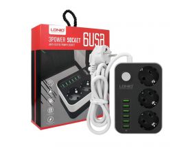 Сетевой фильтр LDNIO SE3631 (1,6 м, 3 розетки + 6 USB)