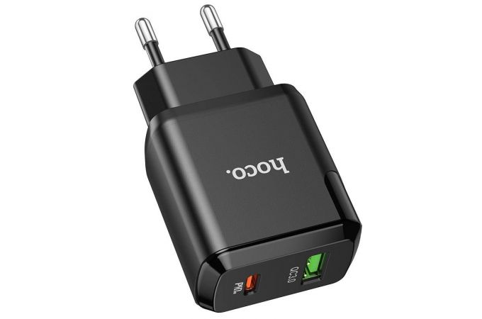 Сетевое зарядное устройство USB + USB-C HOCO N5 Favor dual PD 20W (для iPhone 11-12 серий) (черный)