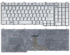 Клавиатура для ноутбука Toshiba Satellite P205-S6237 серебристая (шлейф по центру)