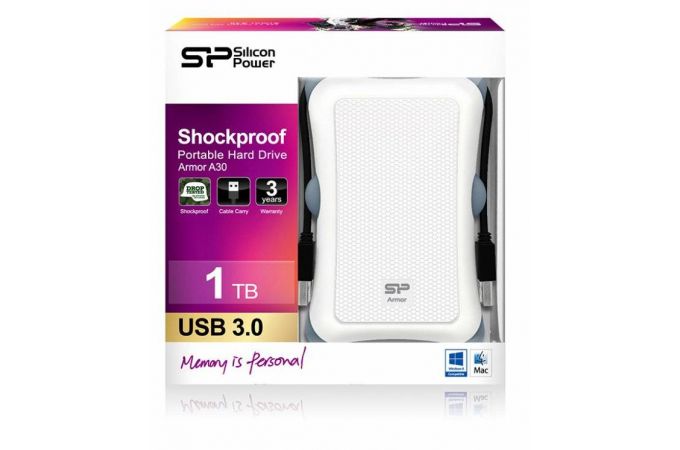 Жесткий диск 2,5" Silicon Power 1Tb A30 Armor White USB 3.1 / SP010TBPHDA30S3W