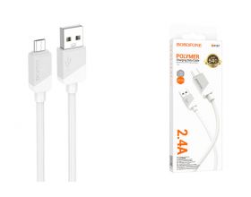 Кабель USB - MicroUSB BOROFONE BX107 2,4A (белый) 1м